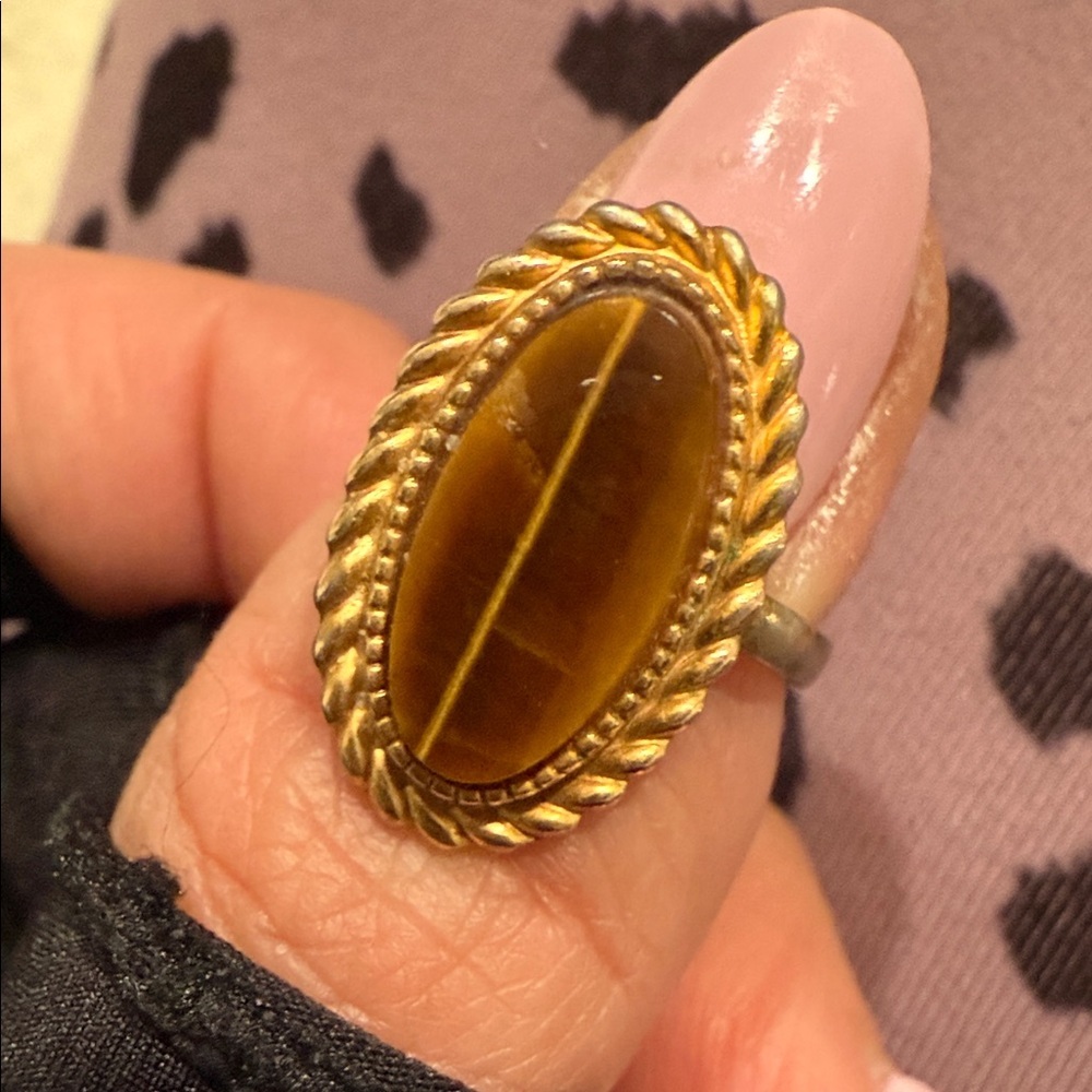 vintage oval tiger eye ring 10k gf espo - Picture 8 of 8
